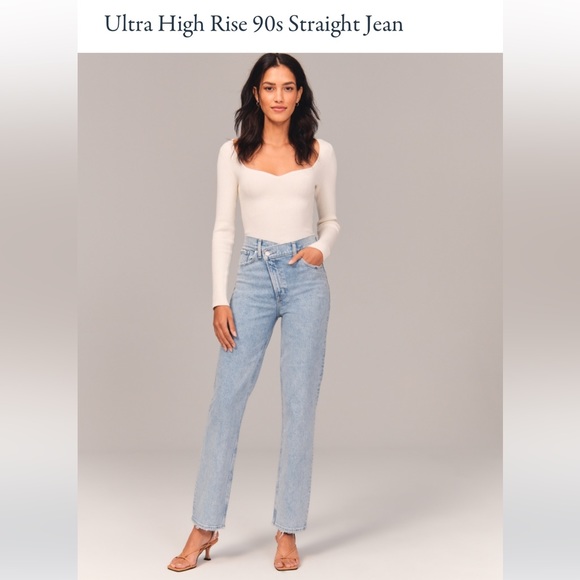 Abercrombie & Fitch 90s Straight Ultra High Rise Criss Cross Jeans - Picture 6 of 6